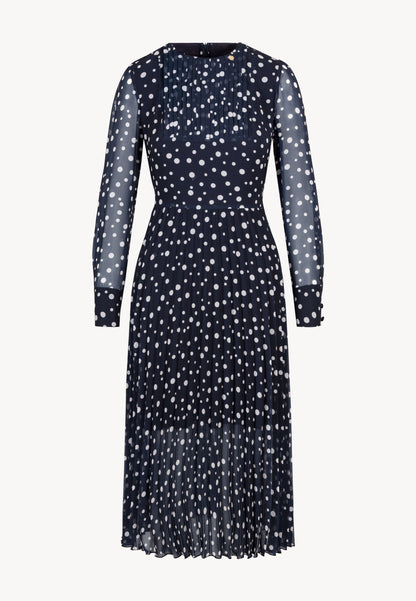 Sukienka w groszki z plisowanym dołem NYLA granatowa