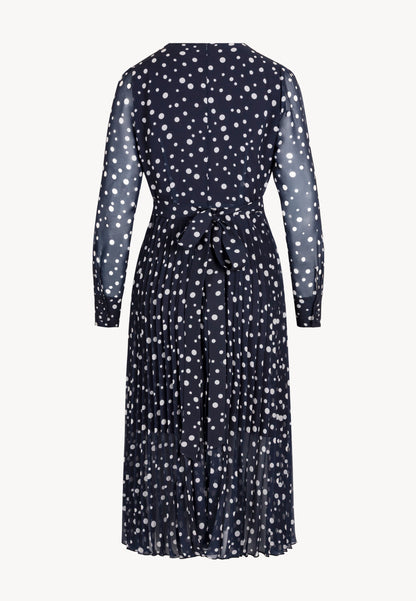 Sukienka w groszki z plisowanym dołem NYLA granatowa