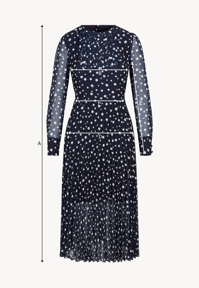 Sukienka w groszki z plisowanym dołem NYLA granatowa