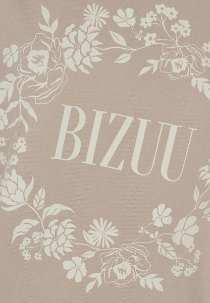 Beżowa bluza oversize z kwiatową aplikacją ORISA