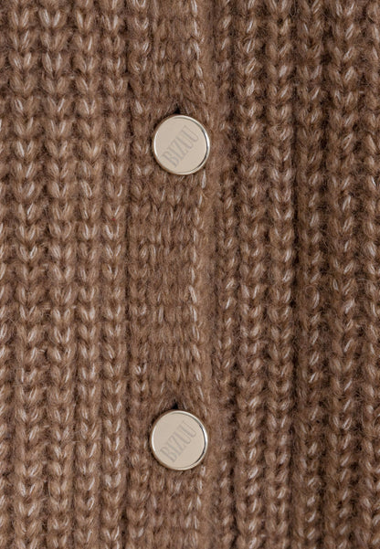 Brązowy sweter z logowanymi guzikami ORNAMY