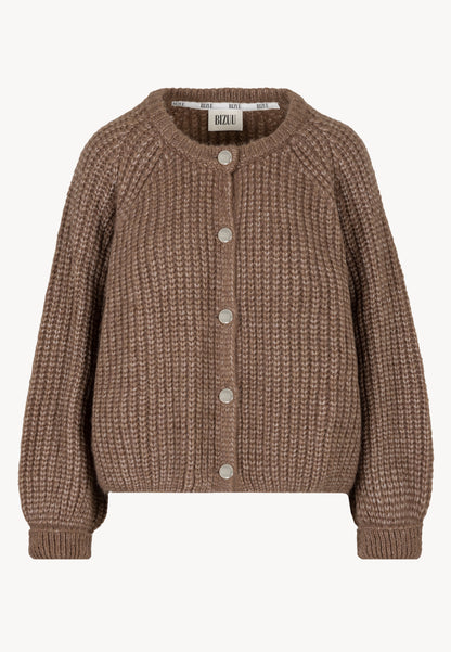 Brązowy sweter z logowanymi guzikami ORNAMY