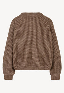 Brązowy sweter z logowanymi guzikami ORNAMY