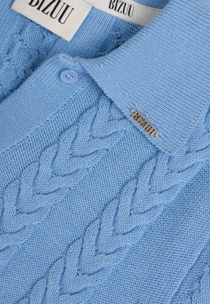 Niebieski rozpinany sweter w stylu polówki PATRI