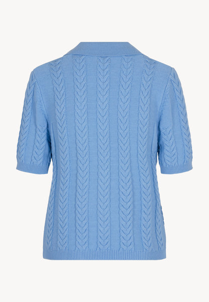 Niebieski rozpinany sweter w stylu polówki PATRI