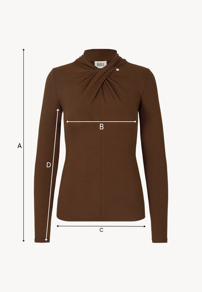 Brązowy longsleeve z ozdobnym wiązaniem PINOWA