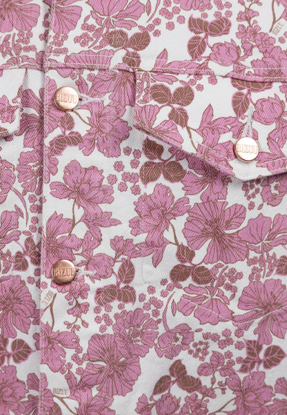 Jeansowa kurtka w różowe kwiaty PRINSA