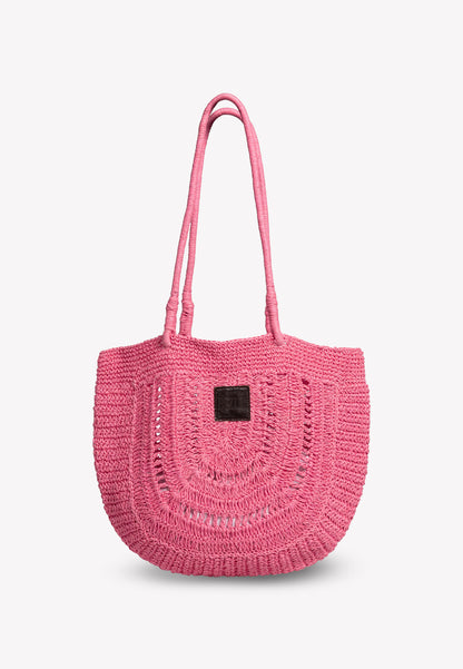 Pleciona torba shopper RAFI różowa