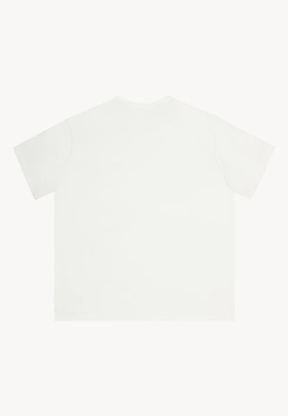 Kremowy T-shirt oversize z nadrukiem RALZA