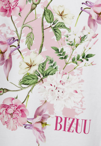 Kremowy T-shirt oversize z nadrukiem na plecach RIONA