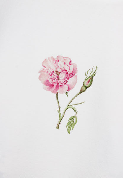 Kremowy T-shirt oversize z nadrukiem na plecach RIONA