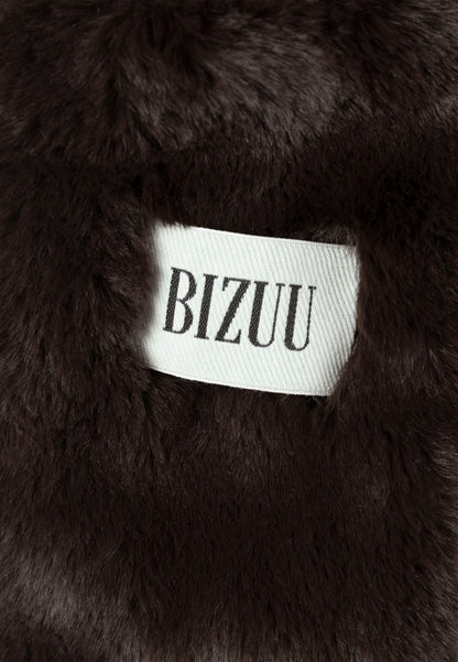 Brązowe rękawiczki futrzane z metką z logo ROKKA