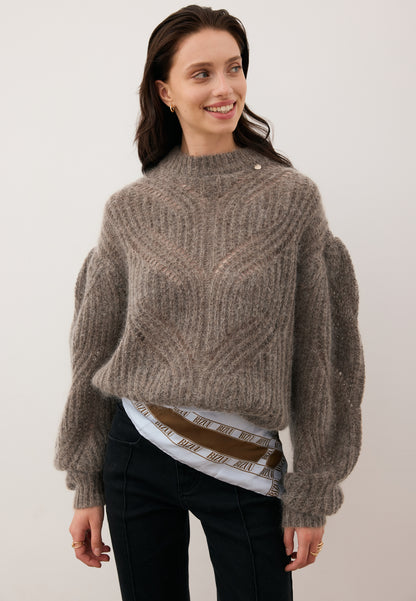 Beżowy sweter ażurowy oversize ROSSO