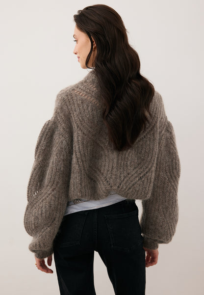 Beżowy sweter ażurowy oversize ROSSO