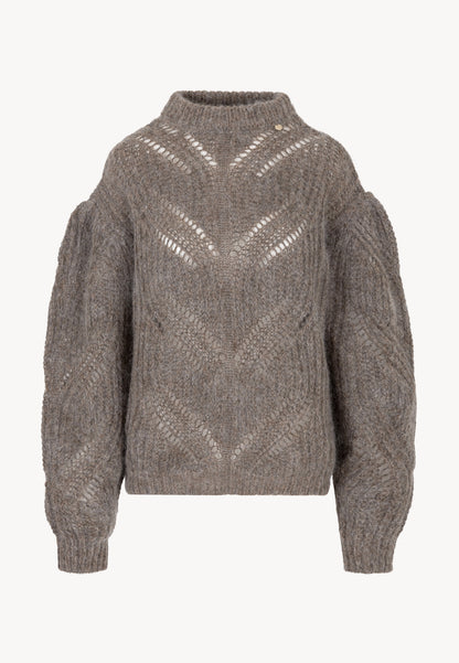 Beżowy sweter ażurowy oversize ROSSO