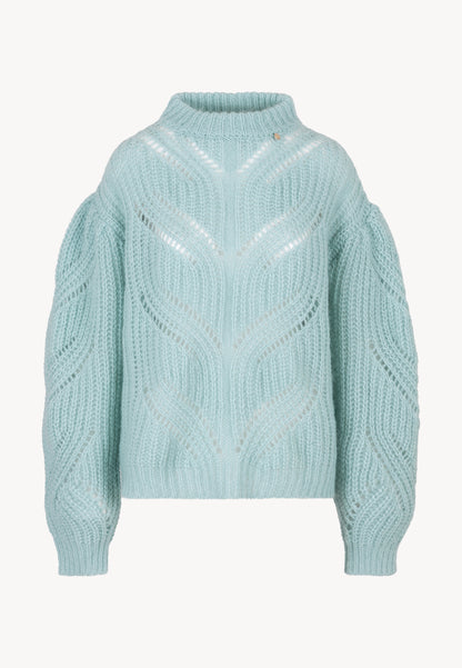 Błękitny sweter ażurowy oversize ROSSO