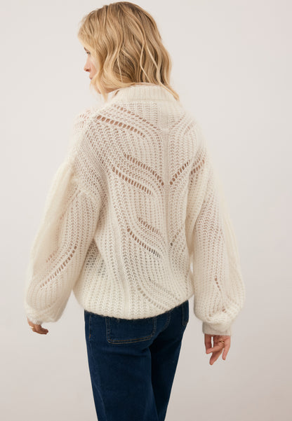 Kremowy sweter ażurowy oversize ROSSO