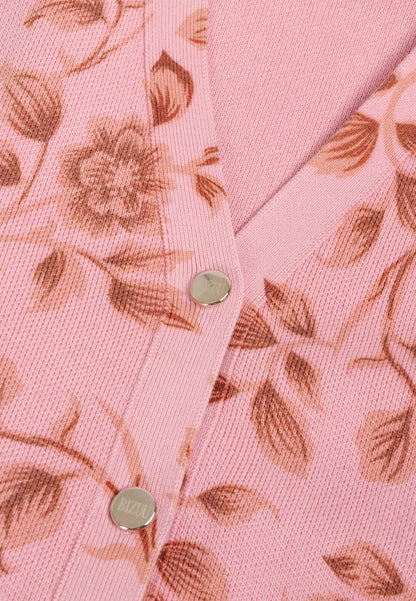 Różowy kardigan w kwiatowy wzór ROSSY