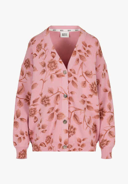 Różowy kardigan w kwiatowy wzór ROSSY