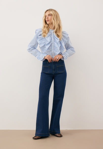 Granatowe spodnie jeansowe dzwony DELPHI