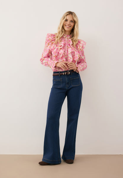 Granatowe spodnie jeansowe dzwony DELPHI