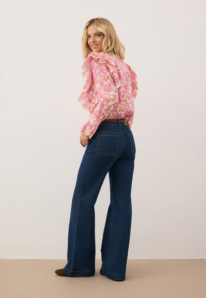 Granatowe spodnie jeansowe dzwony DELPHI