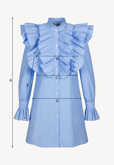 Błękitna sukienka mini z ozdobnymi falbanami SANN