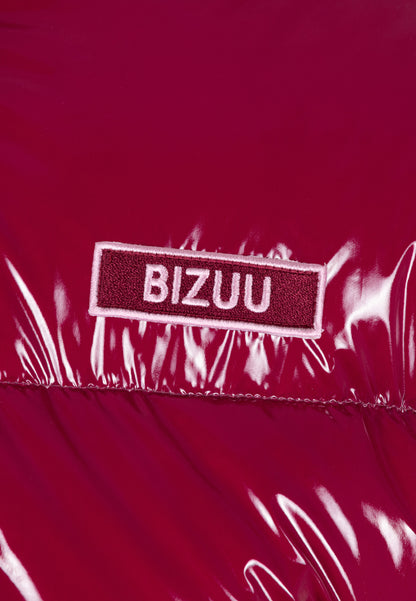 Bordowa kurtka puchowa z połyskującej tkaniny SANYA