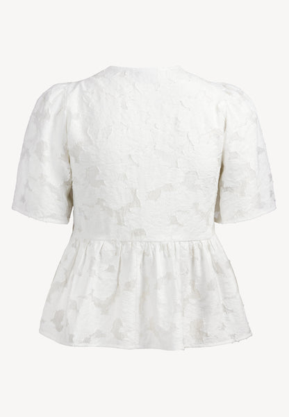 Kremowa bluzka z ozdobnymi wiązaniami SAVENNE