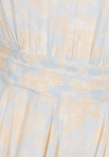 Niebieska sukienka mini z ozdobnym dekoltem SIERRA