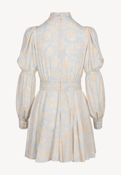 Niebieska sukienka mini z ozdobnym dekoltem SIERRA