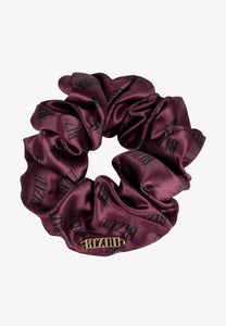 Bordowa jedwabna gumka do włosów w logo SILKY