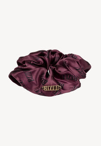 Bordowa jedwabna gumka do włosów w logo SILKY