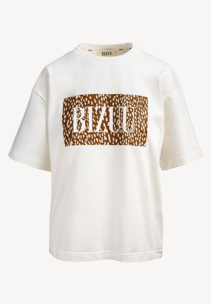 Kremowy T-shirt oversize z logo SIME