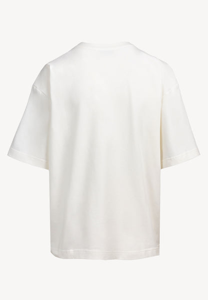 Kremowy T-shirt oversize z logo SIME