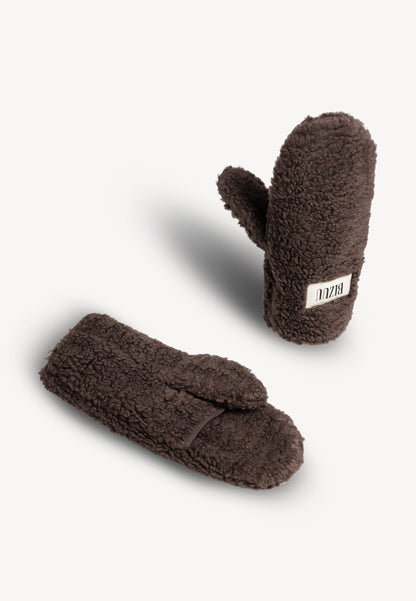 Brązowe puszyste rękawiczki SNUGGIE