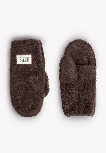 Brązowe puszyste rękawiczki SNUGGIE
