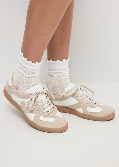 Dwupak ażurowych skarpetek z falbaną EVERETTE kremowe