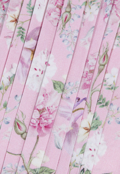 Różowa sukienka midi w autorski print SOLJA