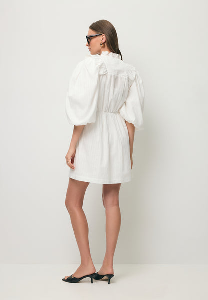 Biała sukienka mini z bufiastymi rękawami SULLY