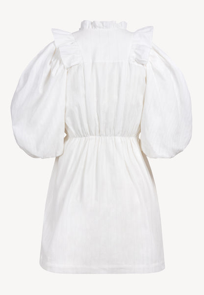 Biała sukienka mini z bufiastymi rękawami SULLY