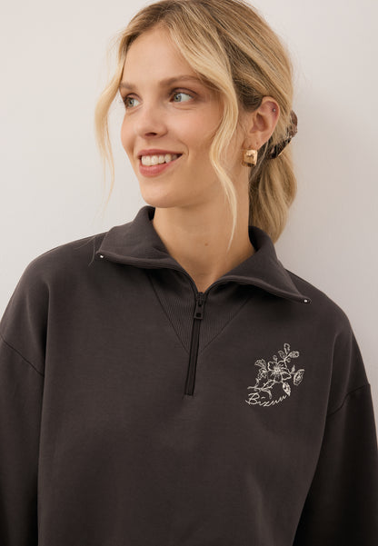 Brązowa bluza typu half-zip TANSY