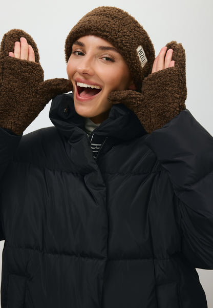 Brązowe puszyste rękawiczki SNUGGIE