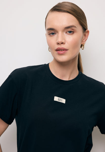 Bawełniany czarny T-shirt z logo TISHALLE