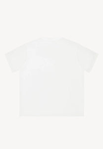 Oversizowy T-shirt z logowaną kokardką TISHALLE kremowy
