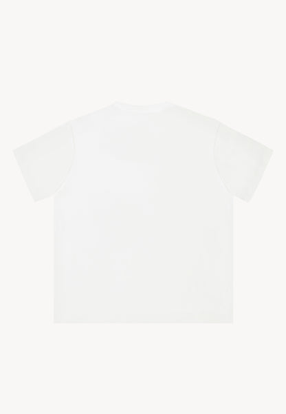 Oversizowy T-shirt z logowaną kokardką TISHALLE kremowy