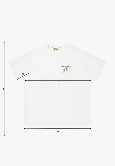 Oversizowy T-shirt z logowaną kokardką TISHALLE kremowy