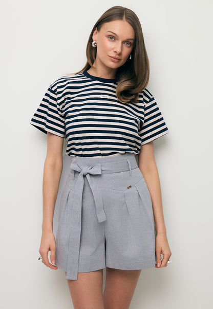 Szare szerokie spodenki z wysokim stanem KANDYS