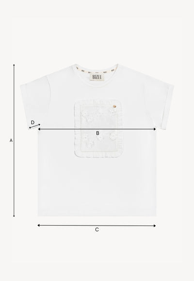 Kremowy T-shirt z haftowanymi kwiatami MIRADO