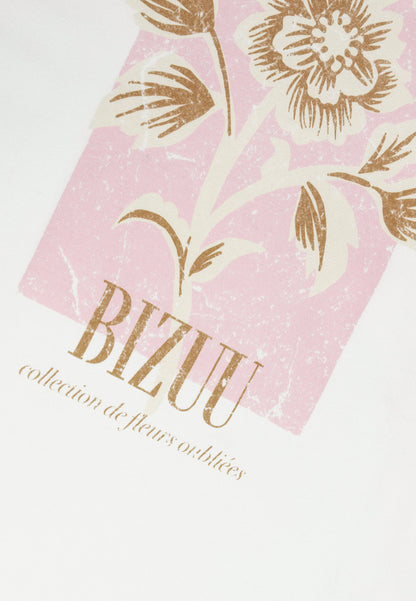 Kremowy T-shirt oversize z grafiką VIORA